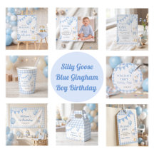 Silly Goose Blue Gingham Boy Birthday