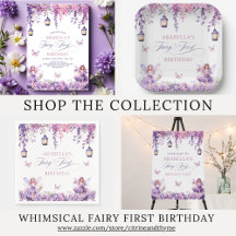 Whimsical Lilac Floral Fairy First Birthday