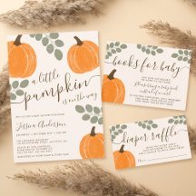Cute Pumpkin Eucalyptus Fall Baby Shower
