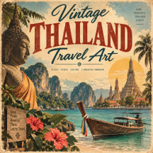Vintage Thailand Travel Art