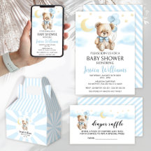 Moon and stars teddy bear baby shower