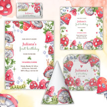 Woodland Forest Watercolor Mushroom Birthday Party