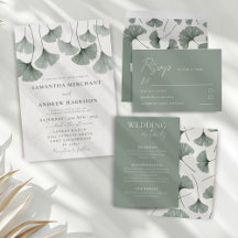 Boho Watercolor Ginkgo Leaf Wedding Collection