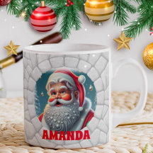 3D Christmas Personalized Name Holiday Coffee Mugs