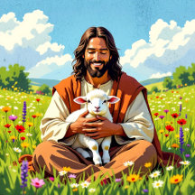Jesus Christ Holding a Lamb