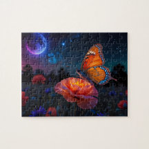 Cushion Pillows. Butterfly on Psychedelic Poppy
