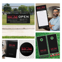 Black Red - 3 Letter Monogram Business Office