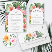 Lush Tropical Floral Watercolor Wedding