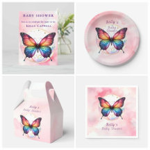 Baby Shower - Rainbow Glitter Butterfly