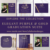 Elegant Script Purple Gold College Graduation
