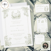 Vintage Elegant Green Crest Garden Wedding