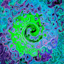Lime Green Groovy Abstract Retro Liquid Swirl