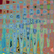 Watercolor Blue Groovy Abstract Retro Atomic Waves