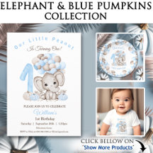 Fall Elephant & Blue Pumpkins 1st Birthday