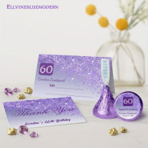 Whimsical Purple Glitter   60th Birthday