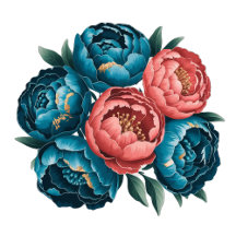 Coral and Teal Peony Gold Wedding Suite