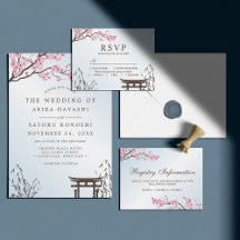 Sakura Japanese Cherry Blossom Invitation Suite