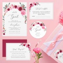 Vibrant Pink Floral Blooms | Baby Shower Suite