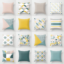 Aqua Teal Blue Blush Pink Yellow Beige Retro Home