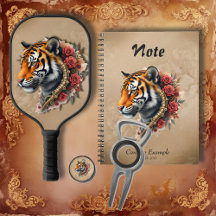 Steampunk Tiger with Roses Illustration. 