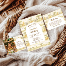 Cute Neutral Safari Animals First Birthday
