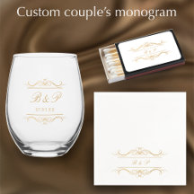 Elegant Modern Custom Monogram Gold Swirl Wedding
