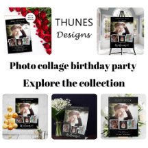 Birthday party photo collage black men