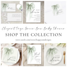 Elegant Sage Green Bow Baby Shower