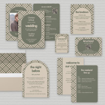 Retro Sage Green Plaid Wedding Collection