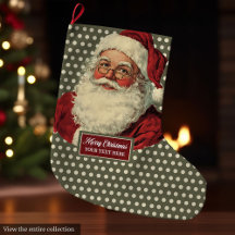 Vintage Old Fashioned Santa Claus Xmas Stocking