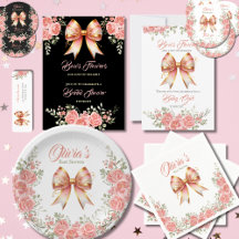 Gold & Pink Bow Floral 