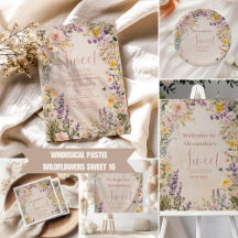 Romantic Pink Pastel Wildflowers Sweet 16 