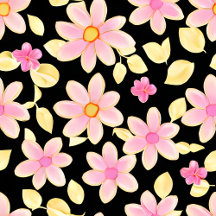 Pink and Black Flowers Pattern