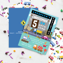 Trendy Transportation Boy Birthday 2026