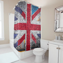 Shower Curtains: Vibrant Mosaic Flag Stained Glass