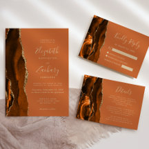 Burnt Orange Agate Tan Script Wedding Suite