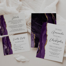 Agate Purple Gold Modern Script Wedding Suite