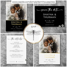 Modern Black White Script Photo Wedding