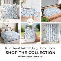 Elegant Blue Toile Floral Pattern Home Decor