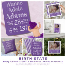 Birth Stats - Baby Shower Gifts & Announcements
