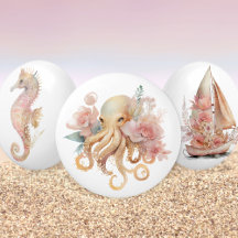 Nautical Beach Coastal Watercolor Pull Knobs