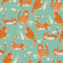 Bad Orange Tabby Cats Knocking Stuff Over Pattern