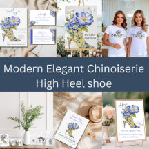 Modern Elegant Chinoiserie High Heel Bridal Shower
