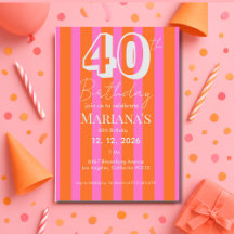 Striped 40th Birthday 