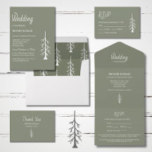 Modern Casual Sage Green Woodland Outdoor Wedding