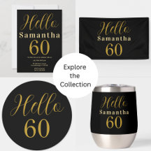 60th Birthday Hello 60 Black Gold Party Supplies