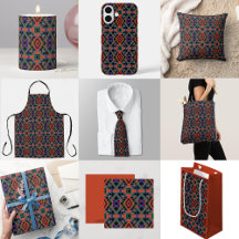 Southwestern Symmetrical Tiled Pattern Line Art