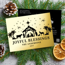 Religious Christmas Joyful Blessings Manger Holy