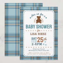 Tartan Teddy Bear Plaid Baby Shower