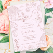 Elegant Pink Toile de Jouy Picnic Baby Shower 